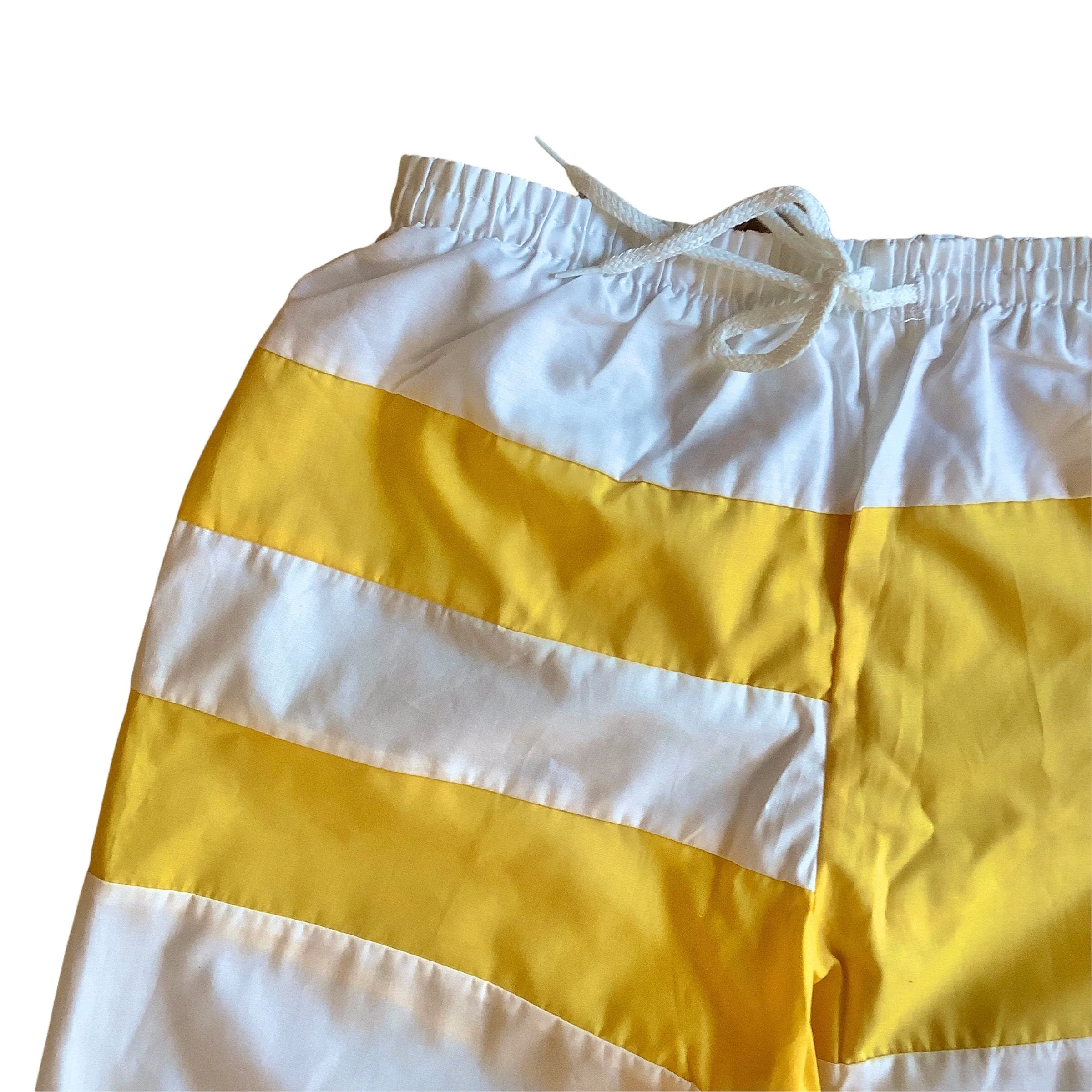 1980's Vintage Yellow / White  Swimming Shorts  10-12Y