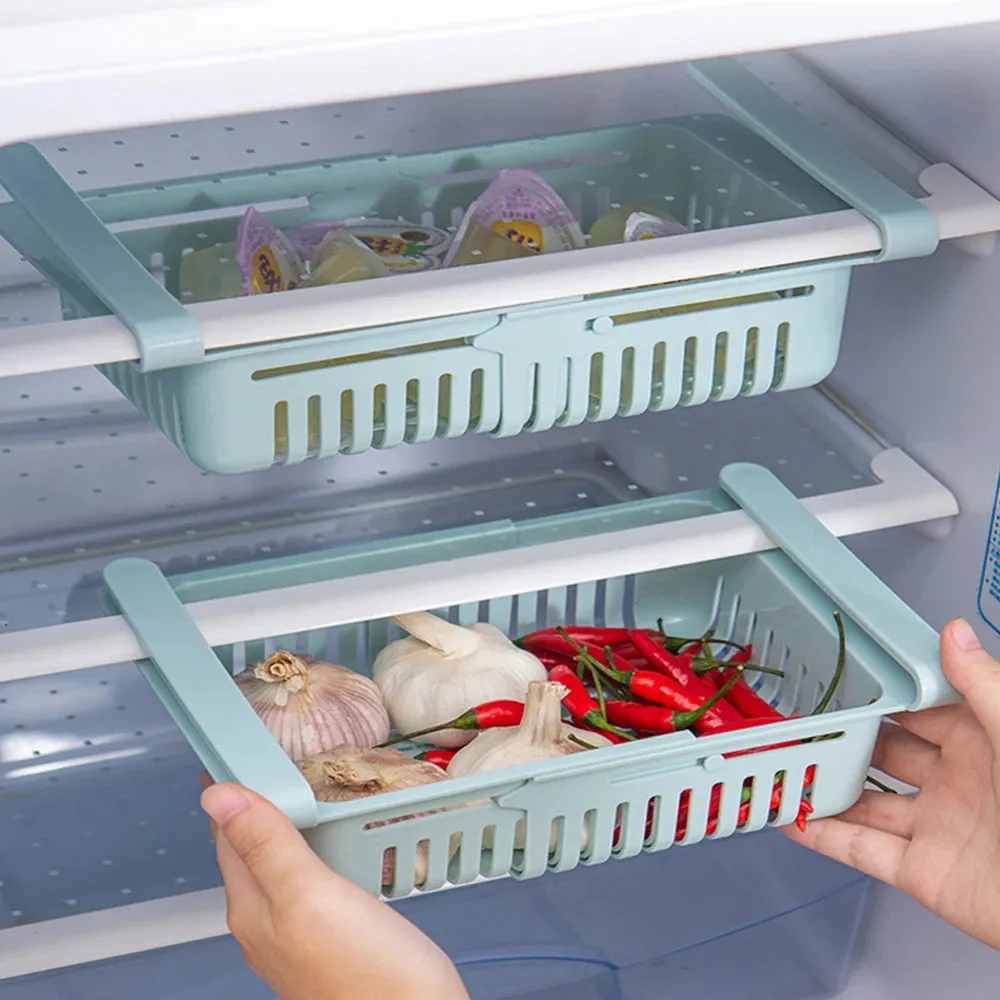 3 Pcs Adjustable and Stretchable Refrigerator Organizer Drawer Basket Refrigerator Storage Box