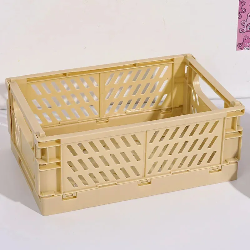 5 Color Organizing Storage Baskets Case Folding Student Desktop Basket Tape Stationery Plastic Foldable Container Storage Box