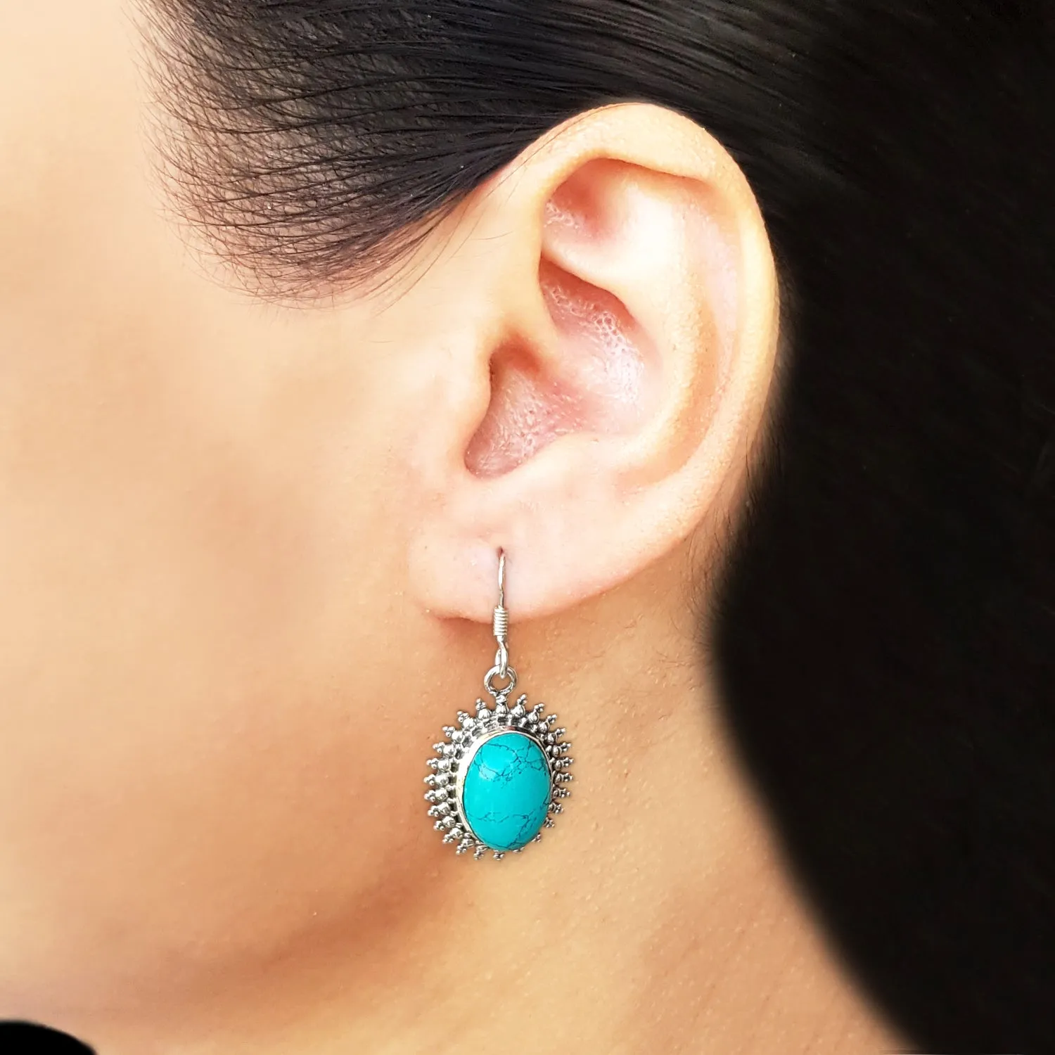 925 Silver Turquoise Hanging Earrings