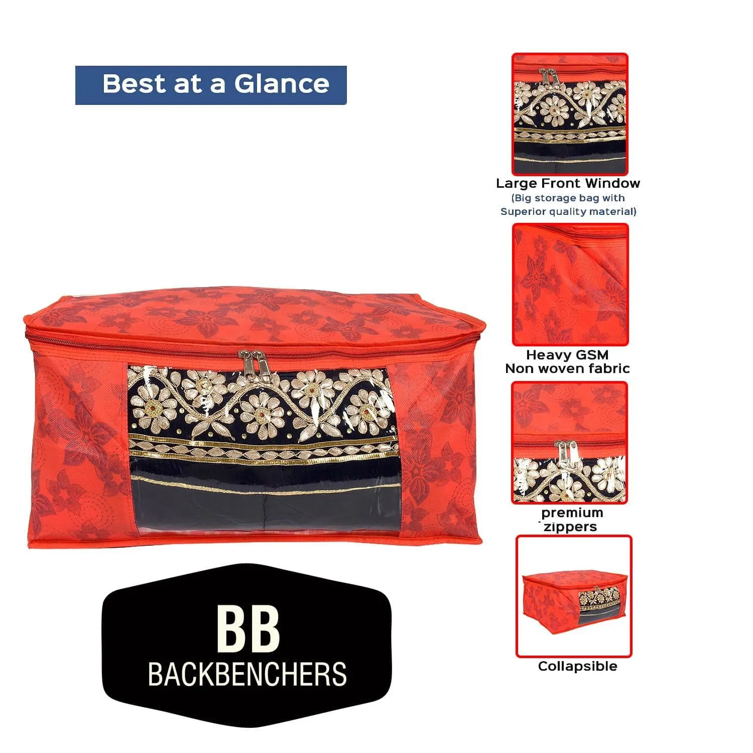 BB BACKBENCHERS Multipurpose Storage Bag ( pack of 6 , red flower )