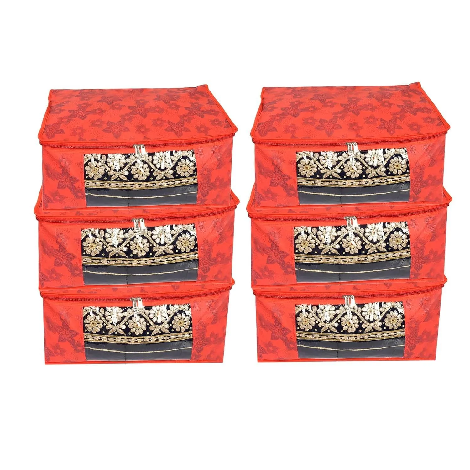 BB BACKBENCHERS Multipurpose Storage Bag ( pack of 6 , red flower )