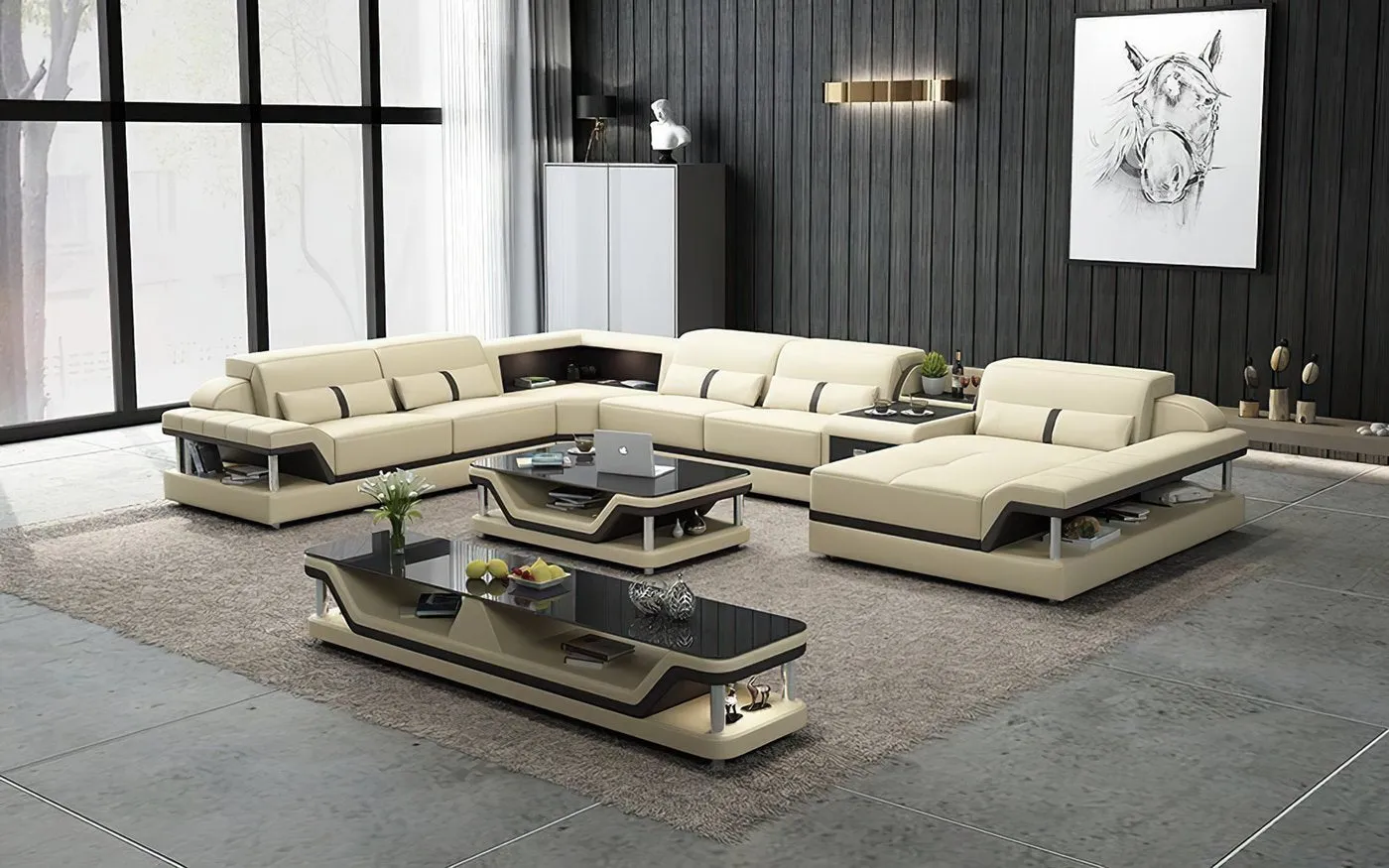 Bewley Modern Leather Sectional With Storage