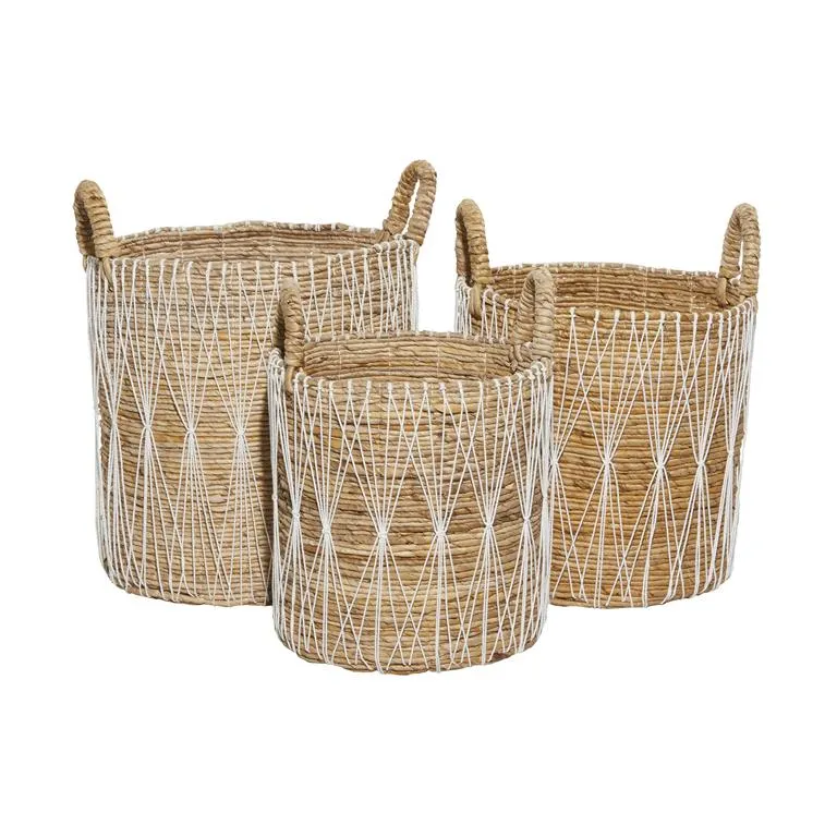 BROWN BANANA LEAF STORAGE BASKET