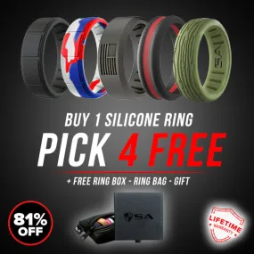 BUY 1 SILICONE RING - PICK 4 FREE   Free Box, Bag, & Gift