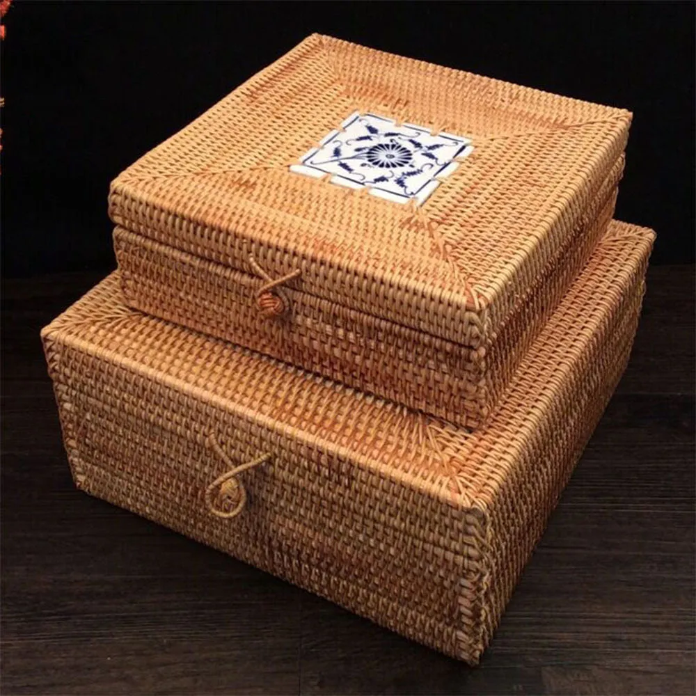 Designer Rattan Square Storage Box