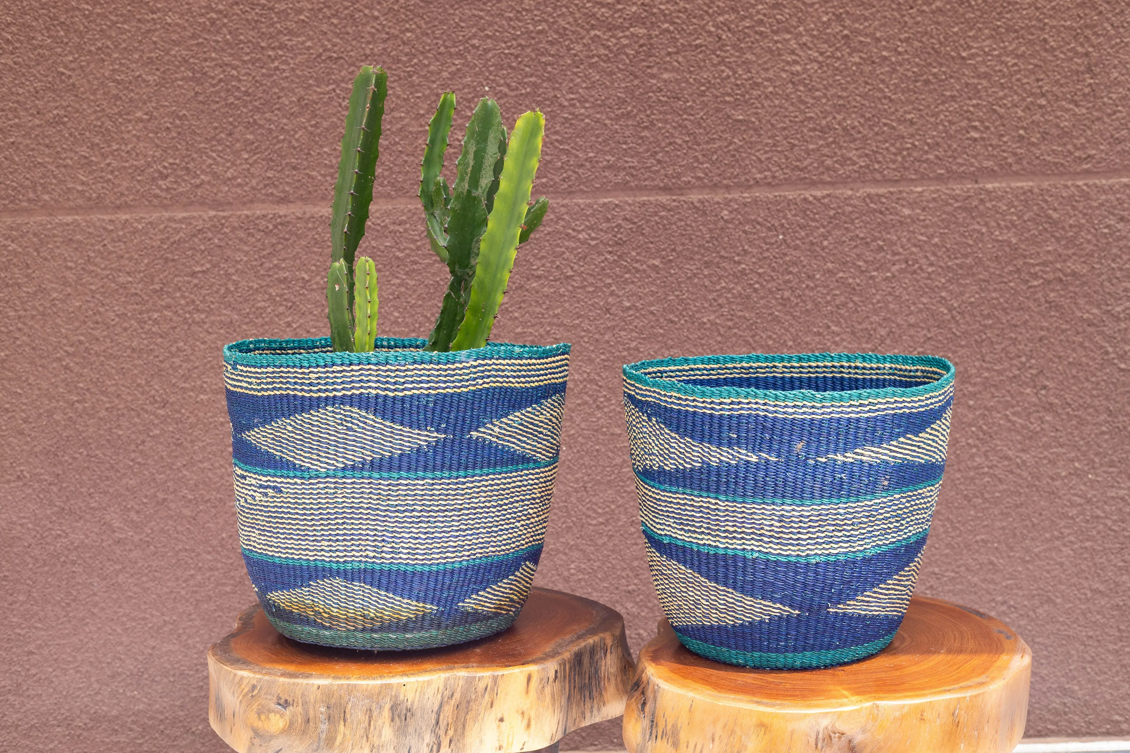 Hand-woven African Plant and storage basket