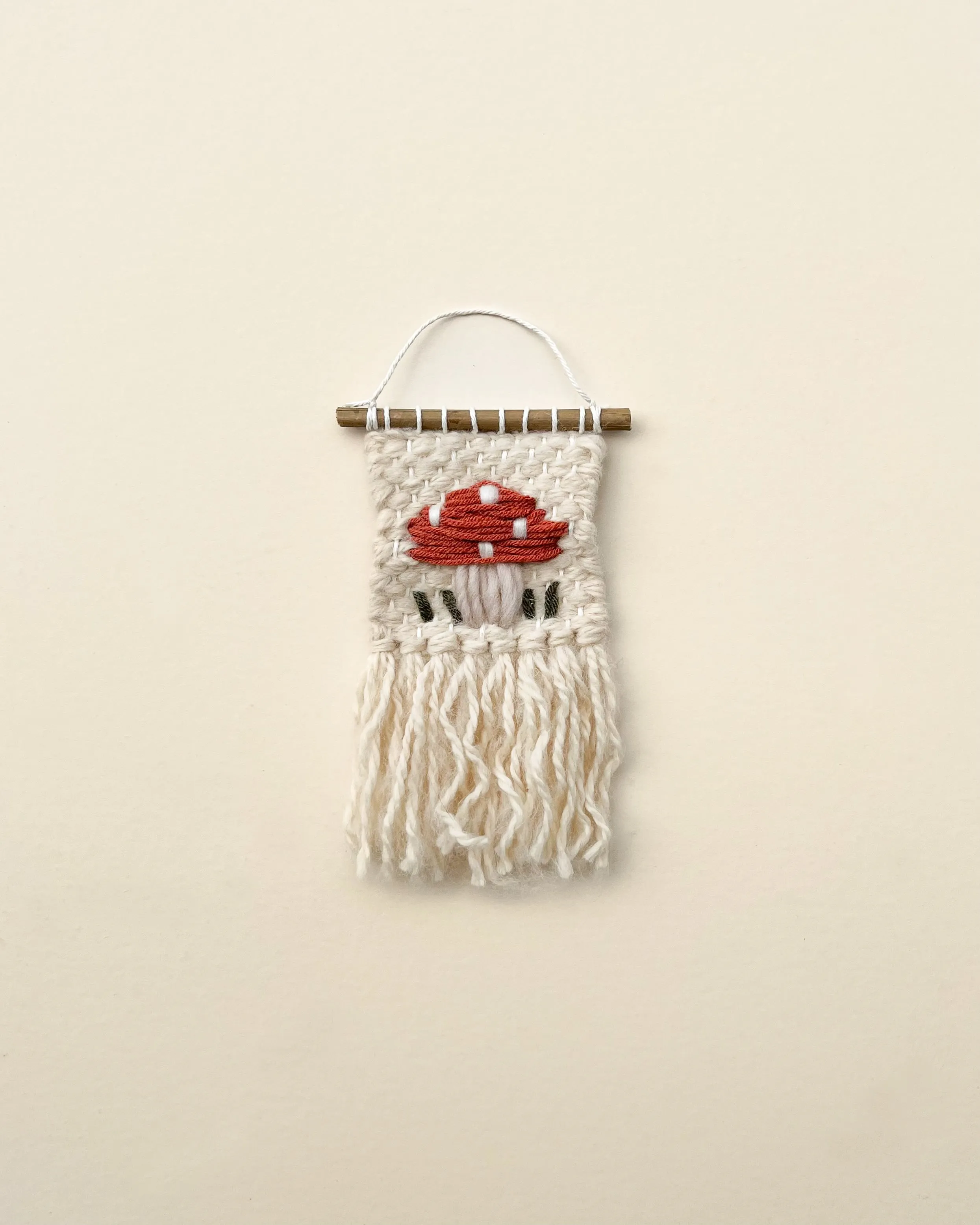 Handmade Mini Mushroom Wall Hanging - Cream