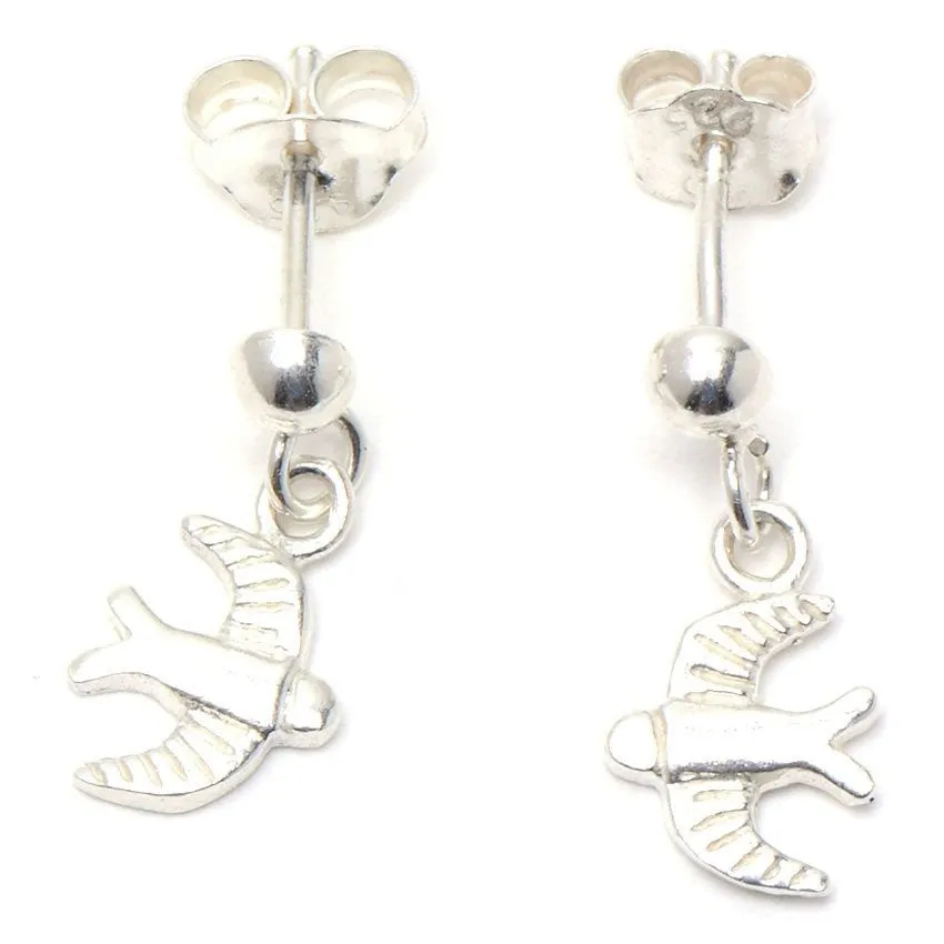 Hanging Bird Stud Earrings