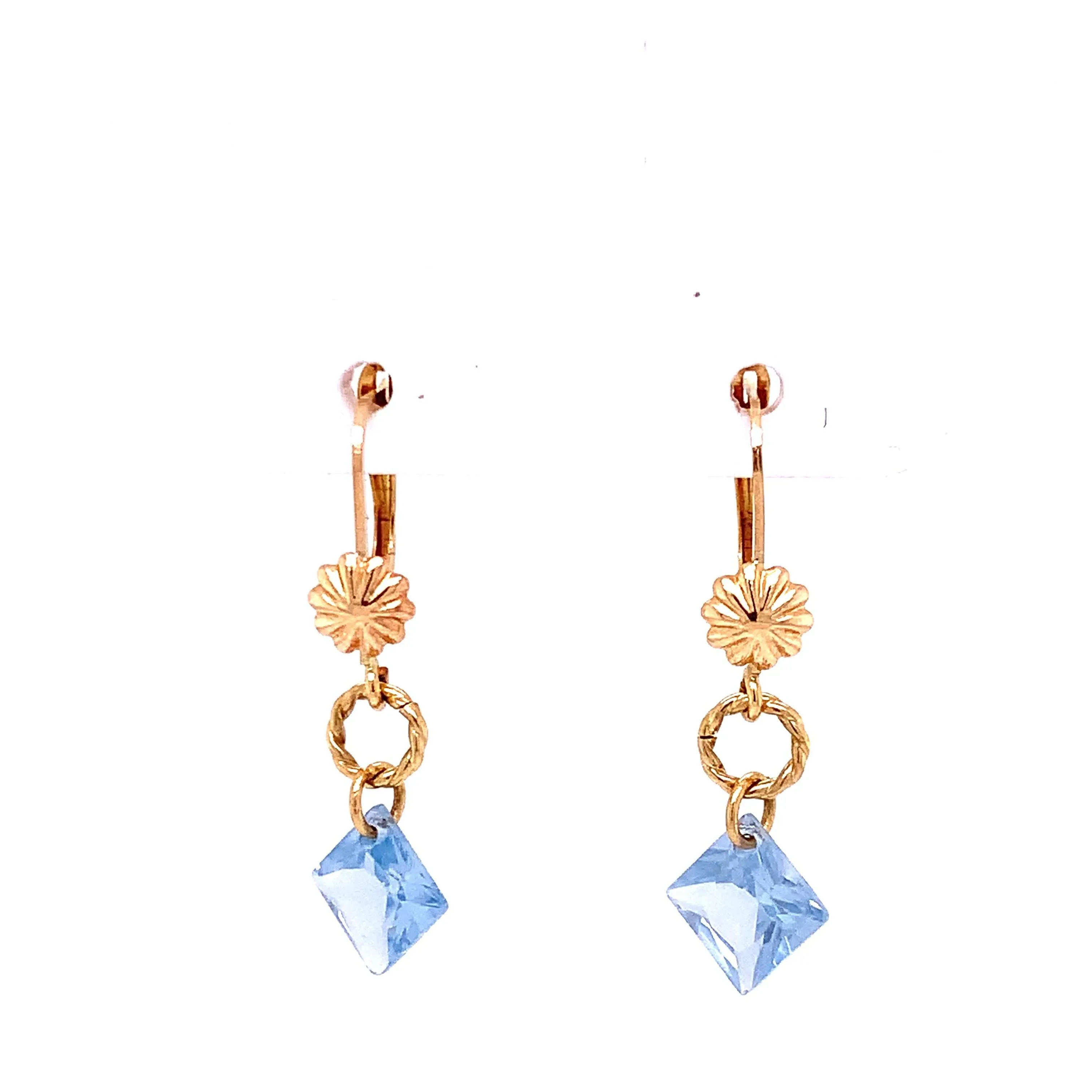 Hanging Double Square Colored Stone Earring