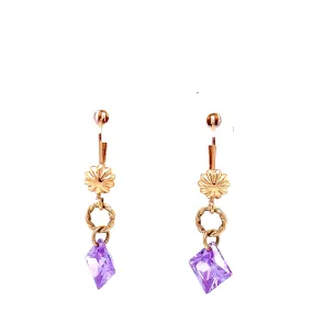 Hanging Double Square Colored Stone Earring