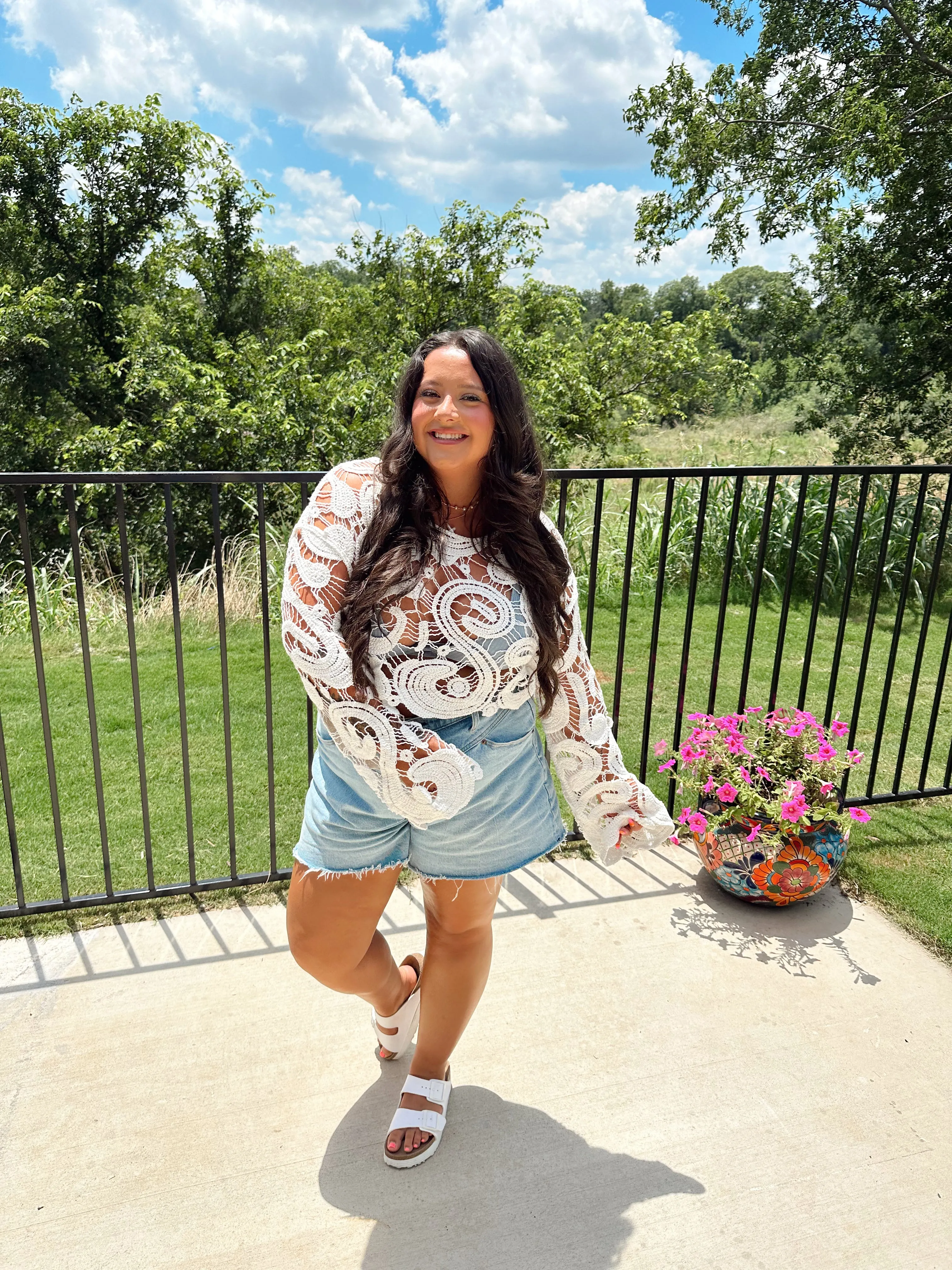 Italian Summer White Crochet Top