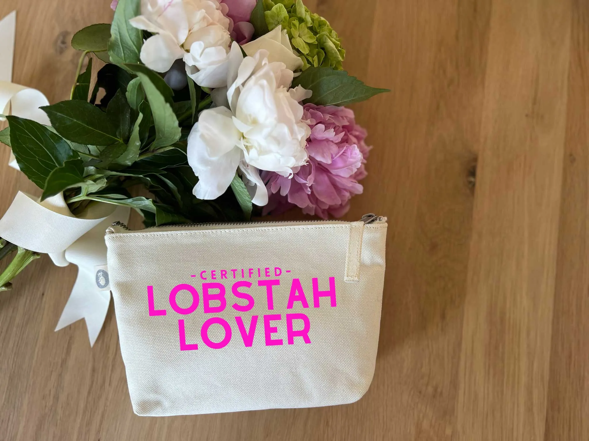 Makeup Bag Natural with Certified LOBSTAH LOVER