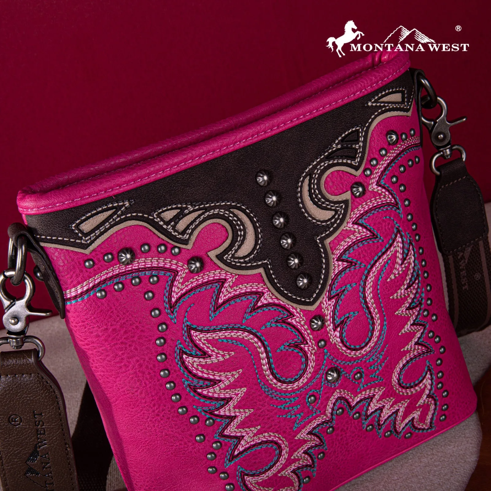 Montana West Embroidered Concealed Carry Crossbody Bag