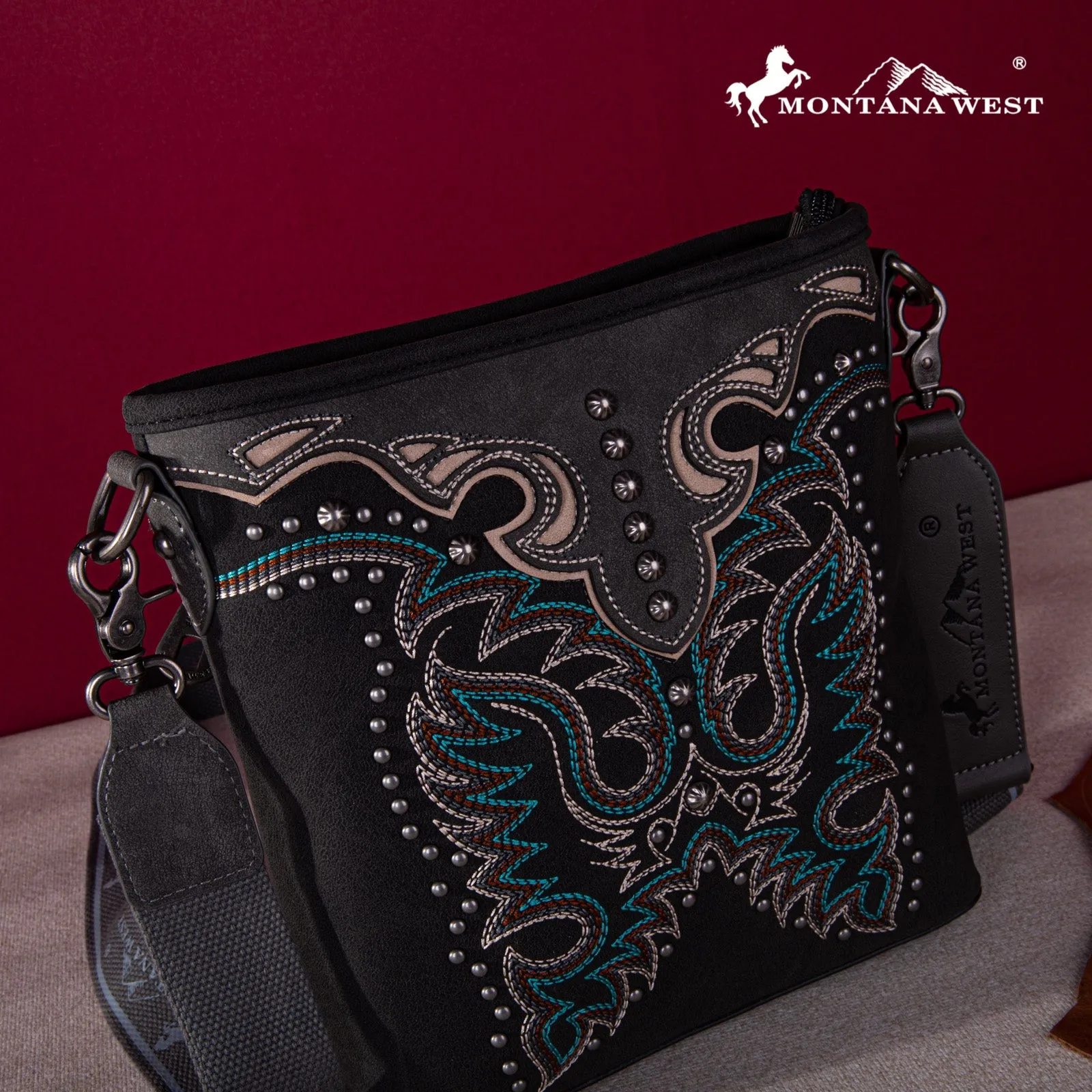 Montana West Embroidered Concealed Carry Crossbody Bag