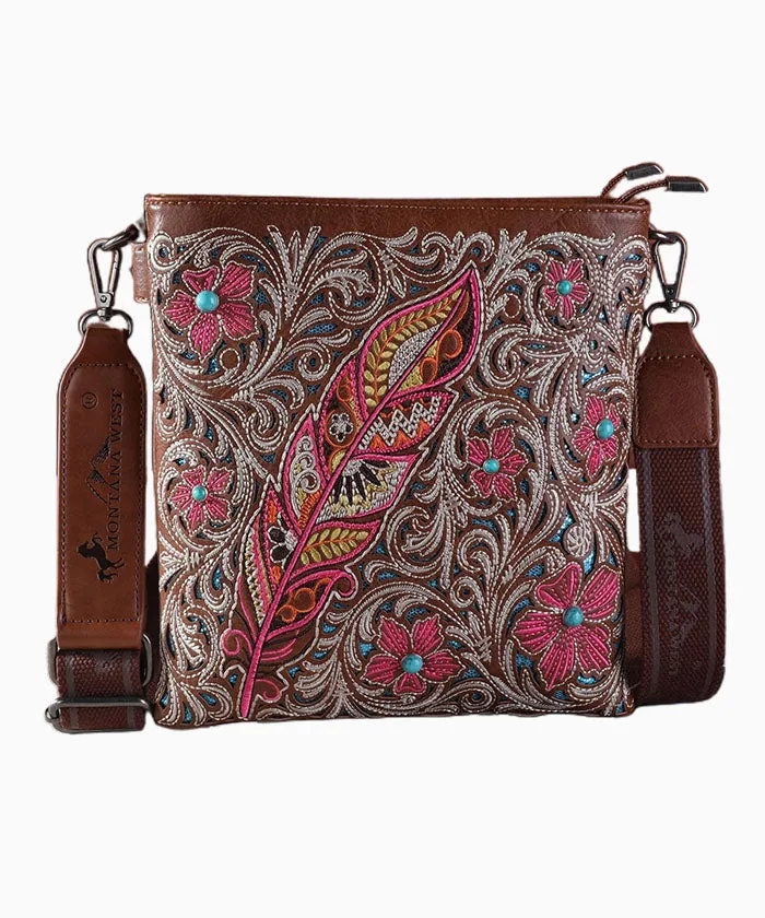 Montana West Embroidered Floral Concealed Carry Crossbody Bag