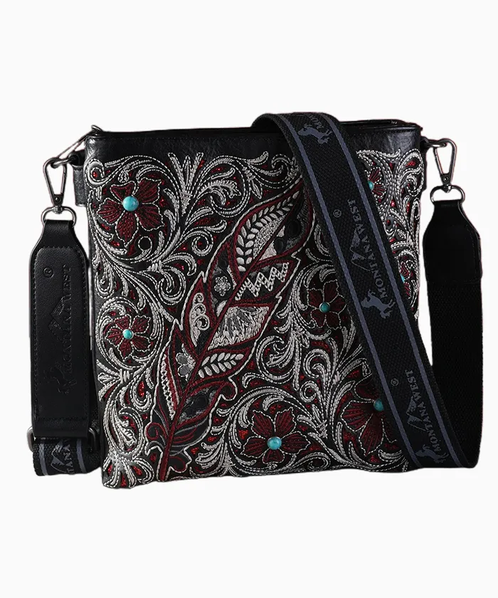 Montana West Embroidered Floral Concealed Carry Crossbody Bag