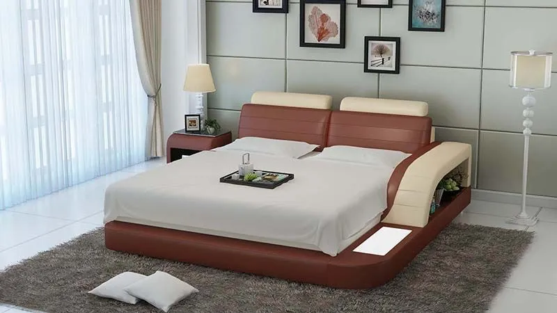 Nathanson Leather Bed With Storage