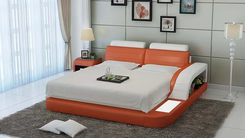 Nathanson Leather Bed With Storage