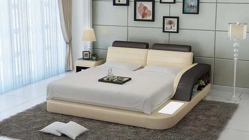 Nathanson Leather Bed With Storage