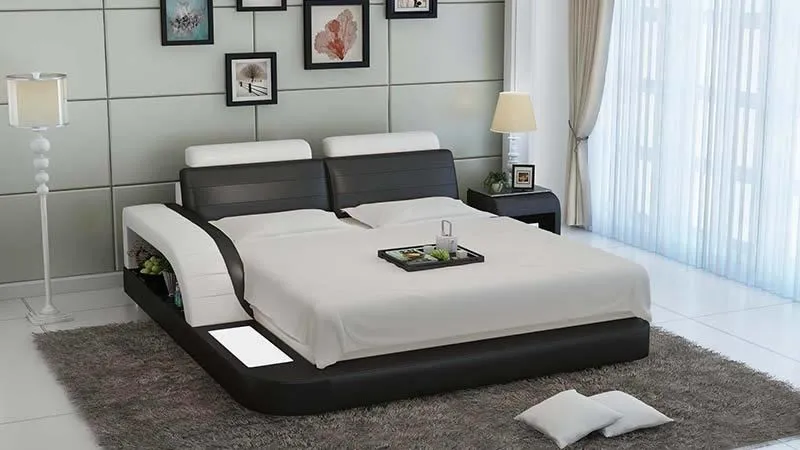 Nathanson Leather Bed With Storage