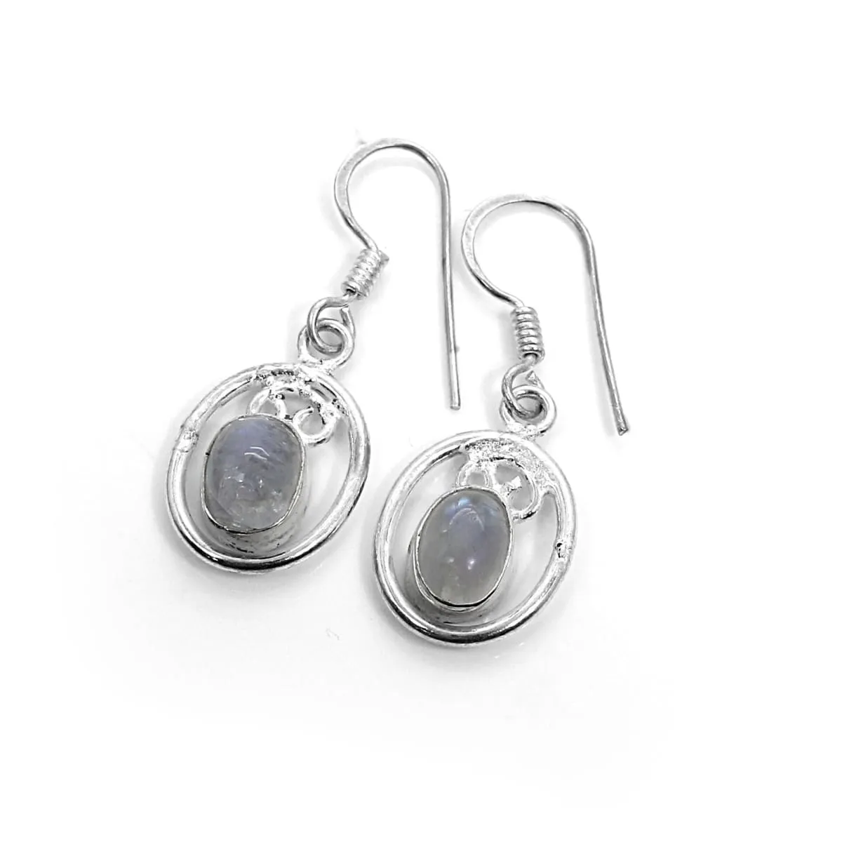 Natural Rainbow Moonstone Hanging Earrings