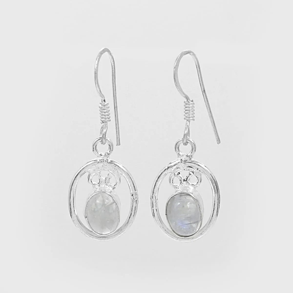 Natural Rainbow Moonstone Hanging Earrings