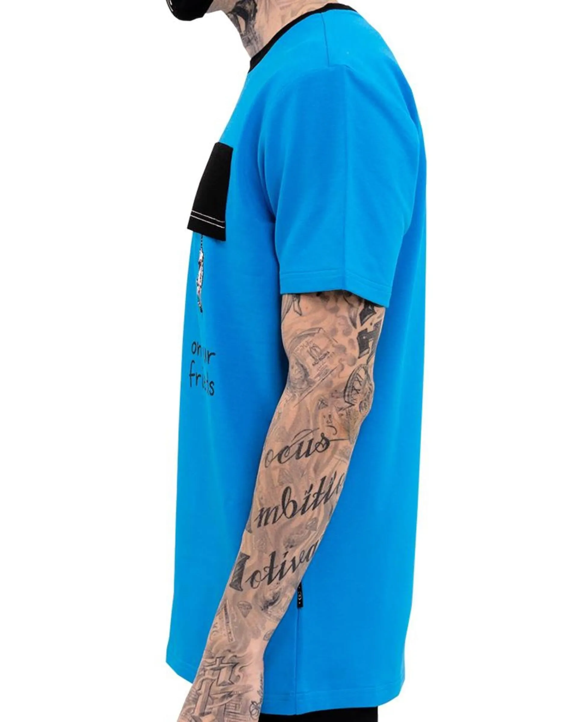 NEVER RAT HANGING POCKET TEE AQUA