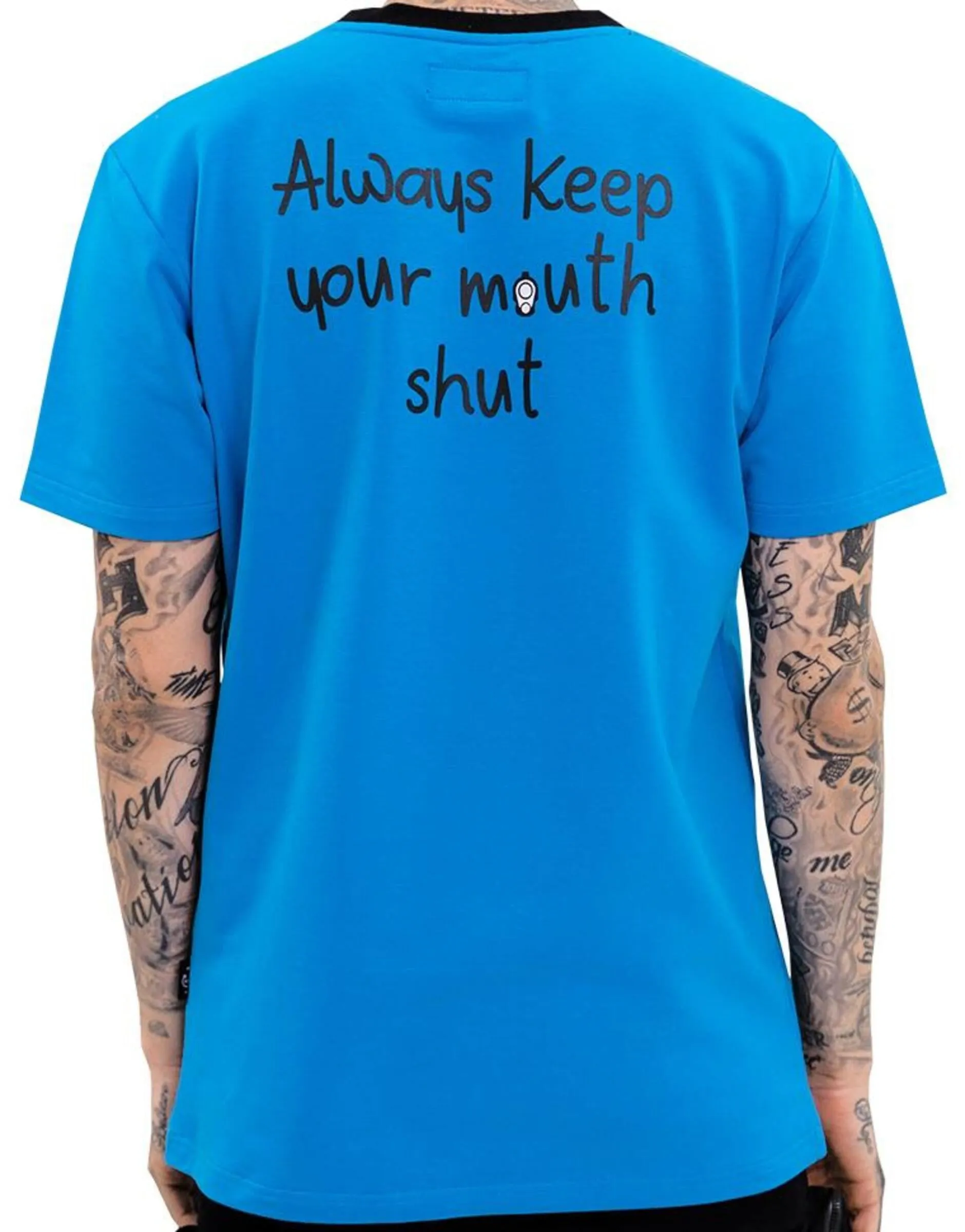 NEVER RAT HANGING POCKET TEE AQUA