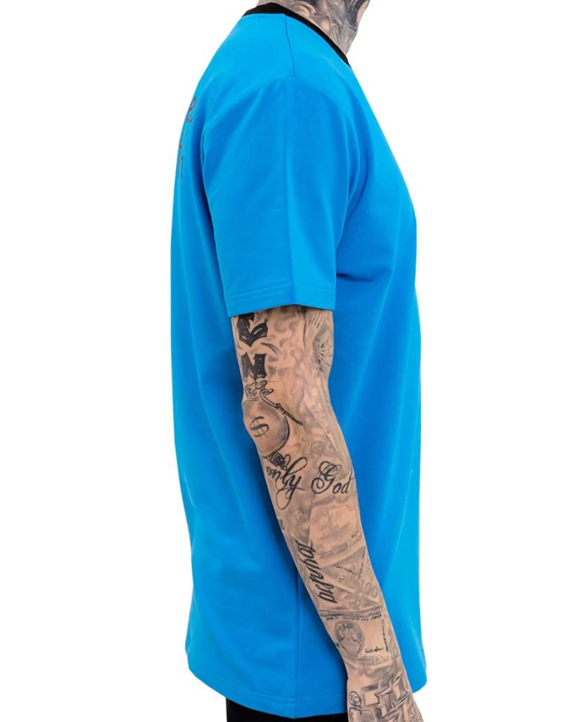 NEVER RAT HANGING POCKET TEE AQUA