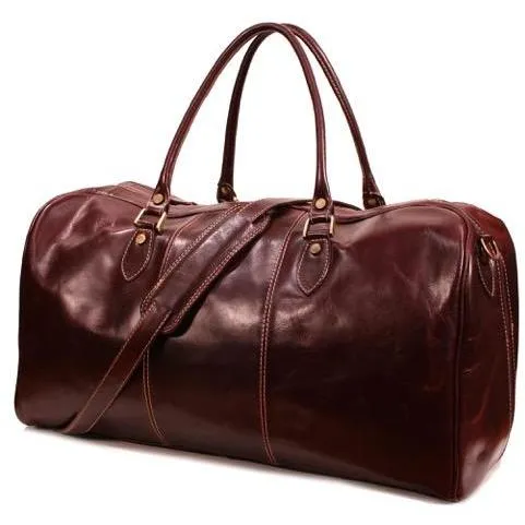 Nuvo Bristol Leather Carry On Duffle Bag Brown