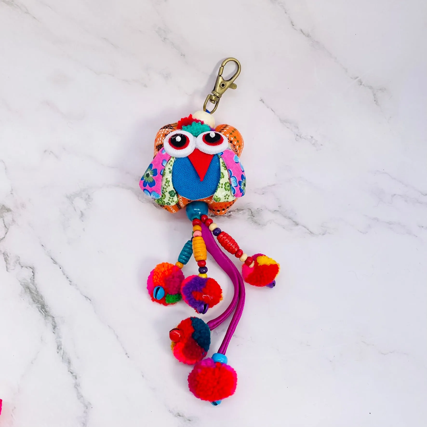 Owl Keychain, Colorful Owl Bag charm, Bag Accessories, Handmade Bag Charm, Cute Key Ring, Gift for Her, Symbol of wisdom