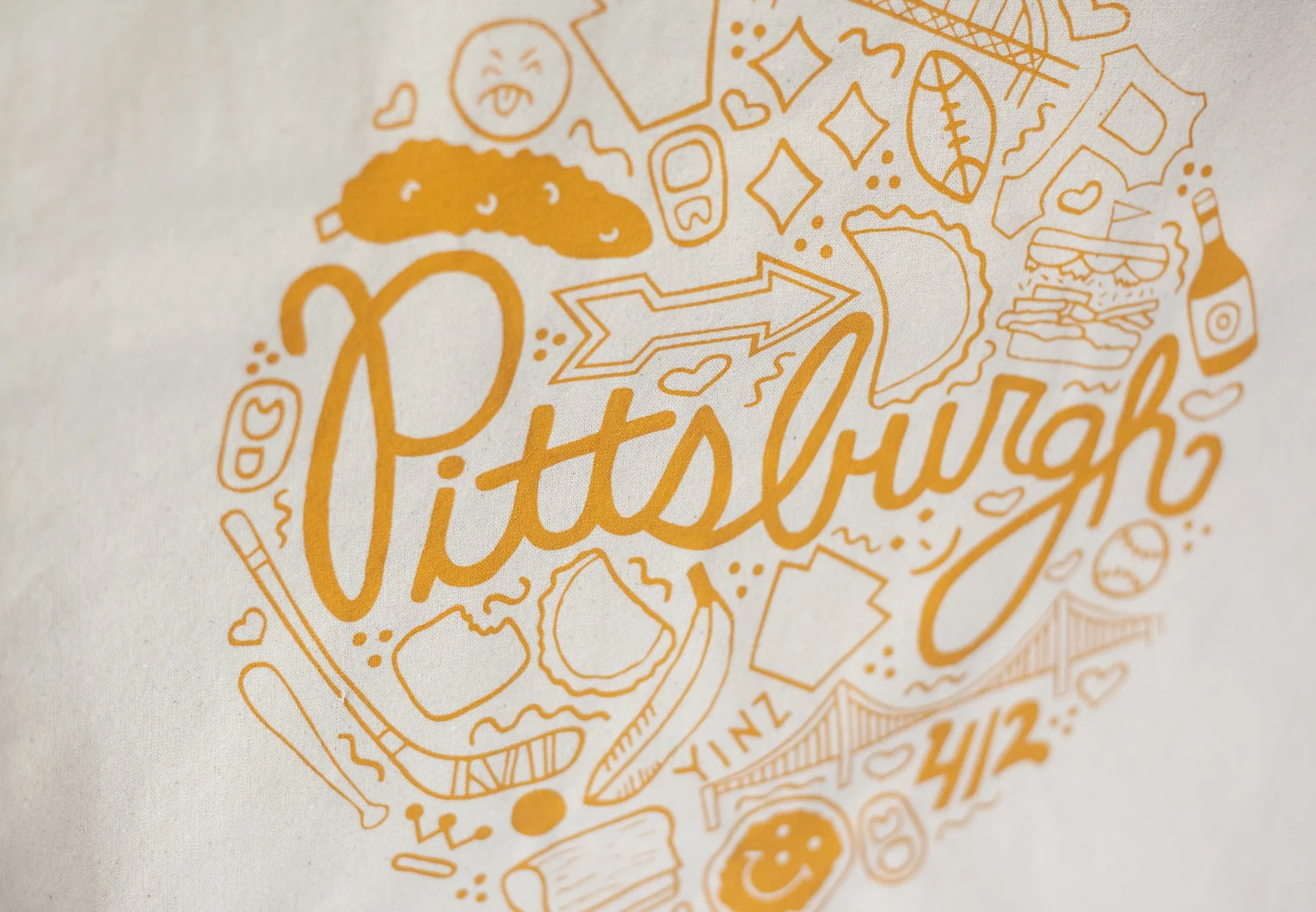 Pittsburgh tote bag, Pittsburgh icons gift, Pittsburgh Pennsylvania souvenir