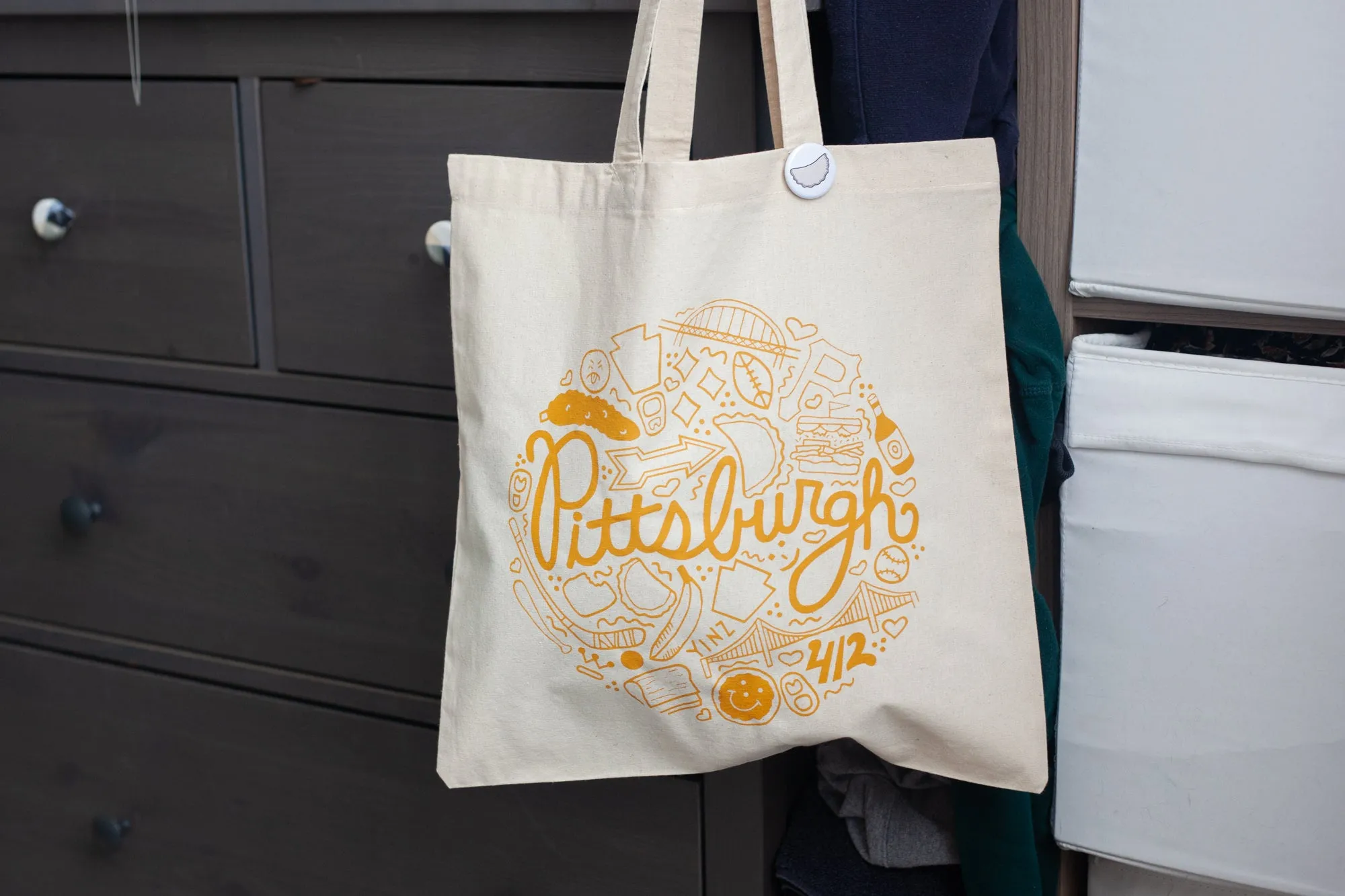 Pittsburgh tote bag, Pittsburgh icons gift, Pittsburgh Pennsylvania souvenir