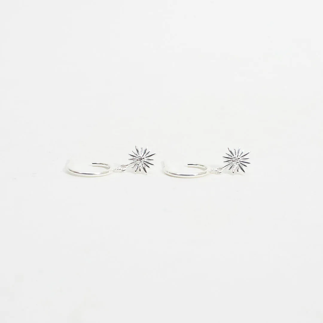 Silver Hanging Starburst Hoops