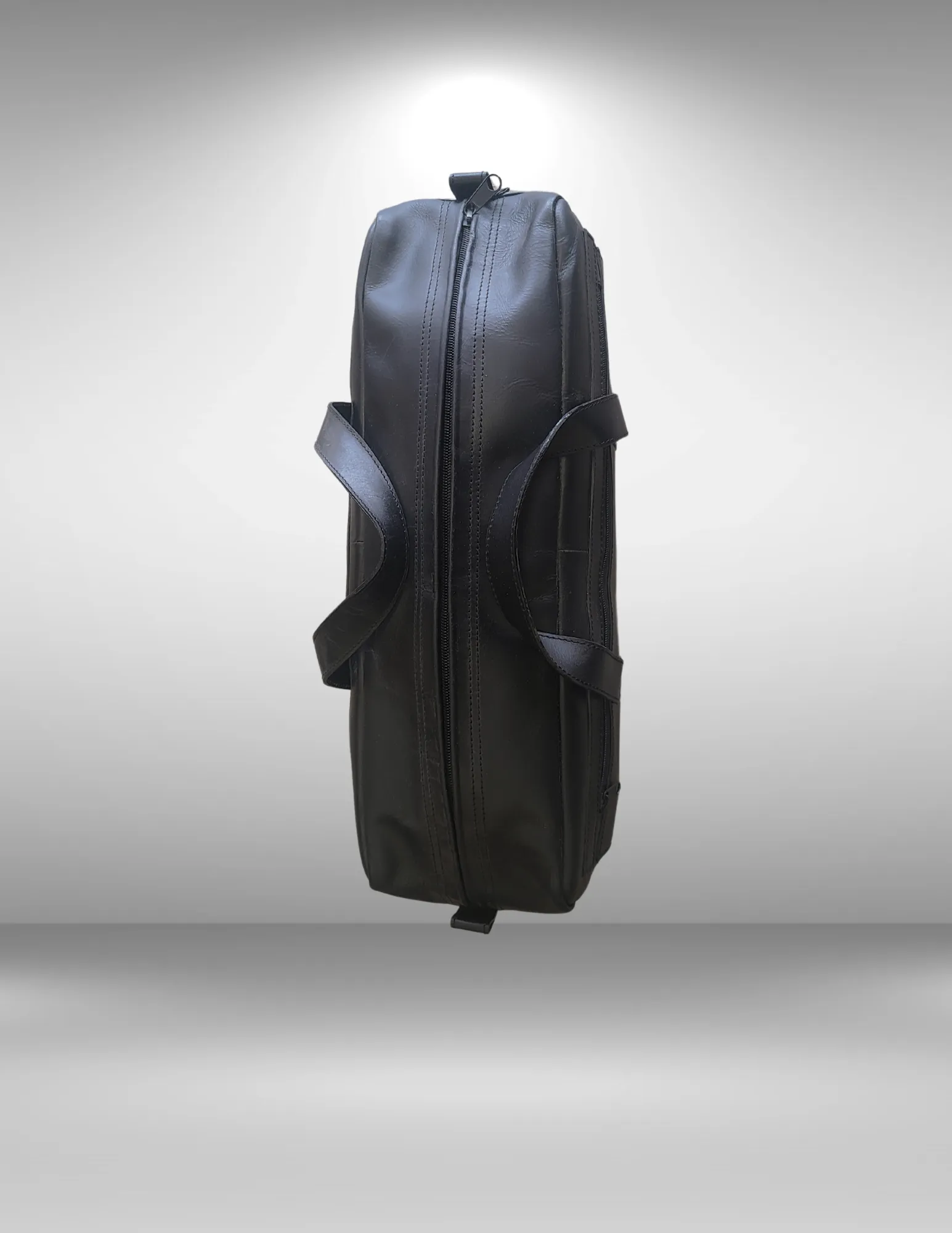 SLIM BLACK LEATHER CARRY-ON BAG