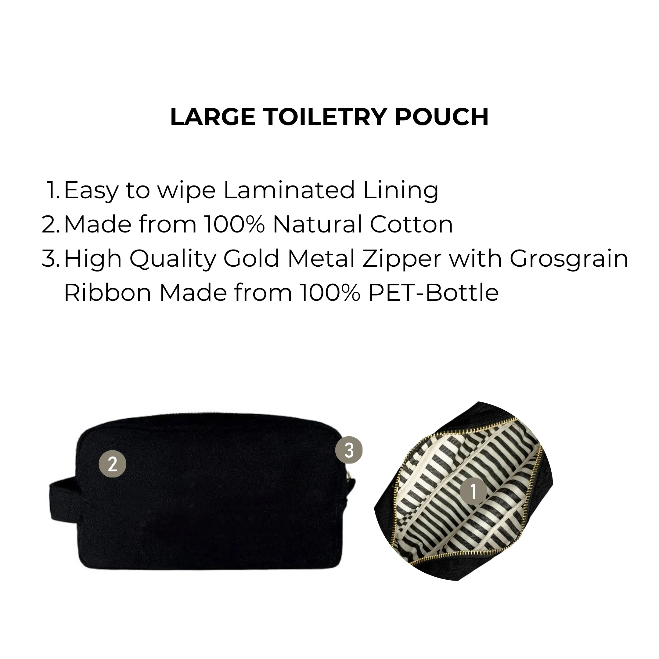 Toiletry Bag - Organizing Pouch, Large, Black