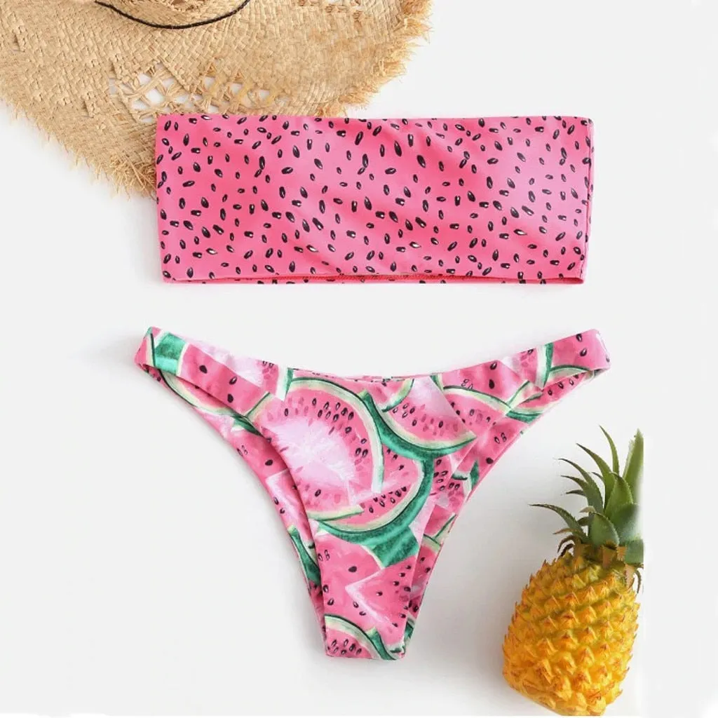 Watermelon Summer Crush Bandeau-Bikini