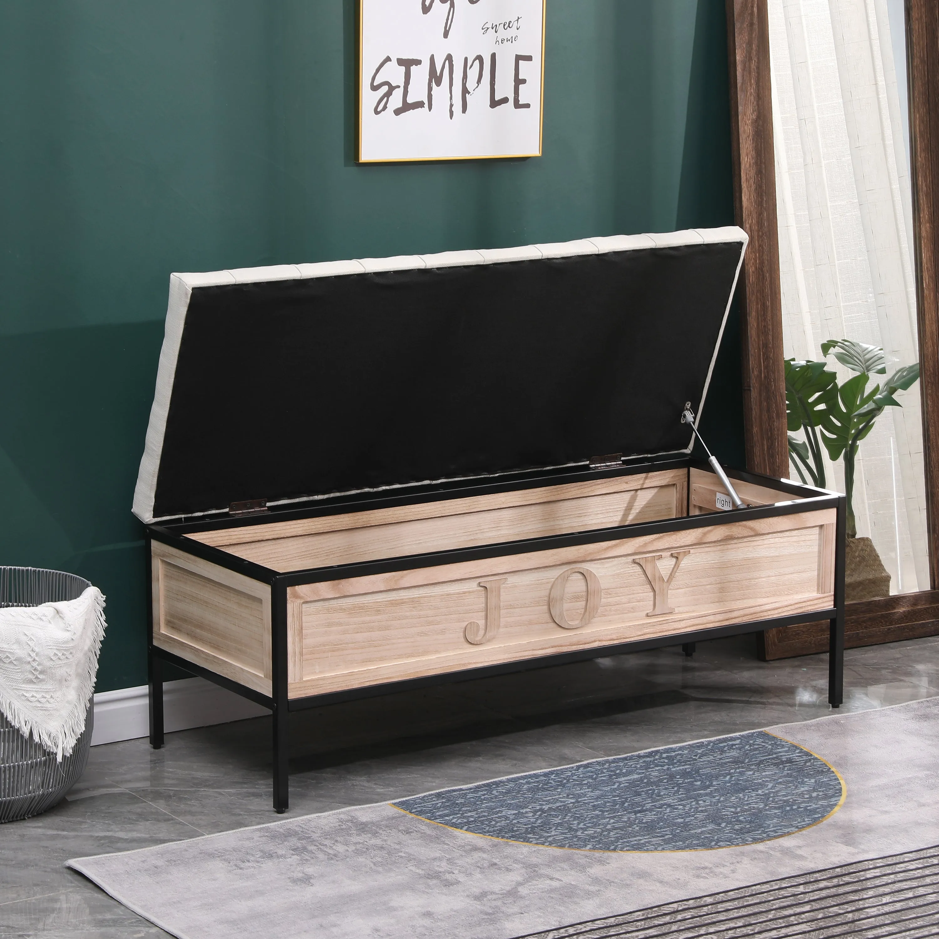 Wooden JOY Storage Bench