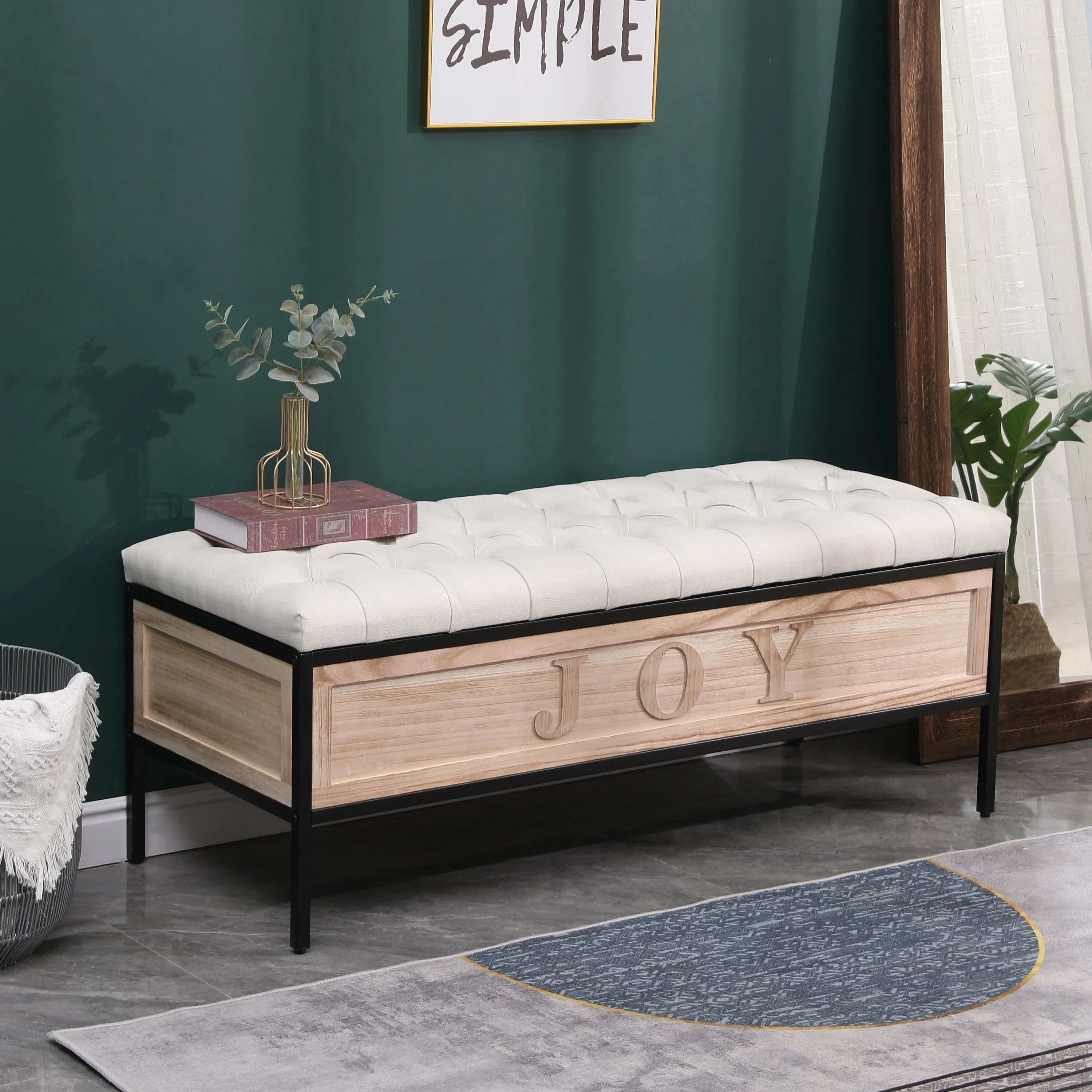 Wooden JOY Storage Bench